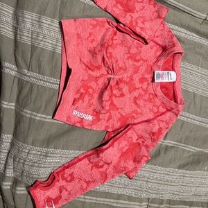 Gymshark Adapt Red Camo Crop Long Sleeve